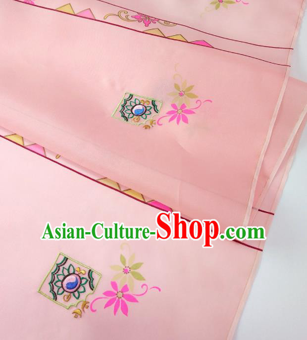 Chinese Traditional Printing Flowers Pattern Design Pink Silk Fabric Asian China Hanfu Silk Material Chinese Traditional Printing Flowers Pattern Design Pink Silk Fabric Asian China Hanfu Silk Material