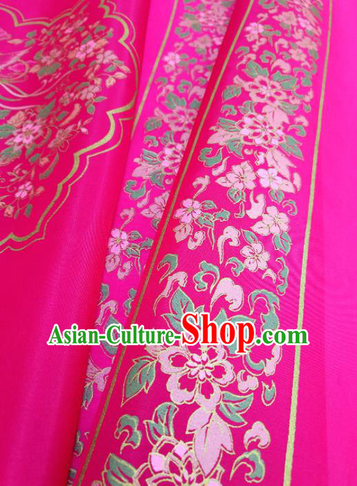 Chinese Traditional Phoenix Flowers Pattern Design Rosy Silk Fabric Asian China Hanfu Silk Material Chinese Traditional Phoenix Flowers Pattern Design Rosy Silk Fabric Asian China Hanfu Silk Material