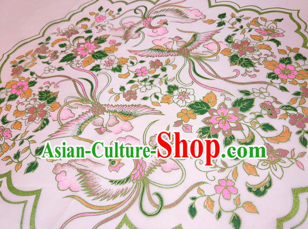 Chinese Traditional Phoenix Flowers Pattern Design Pink Silk Fabric Asian China Hanfu Silk Material Chinese Traditional Phoenix Flowers Pattern Design Pink Silk Fabric Asian China Hanfu Silk Material