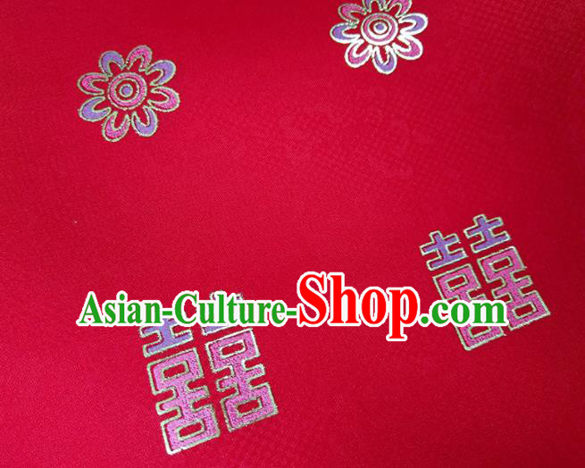 Chinese Traditional Embroidered Crane Pattern Design Red Silk Fabric Asian China Hanfu Silk Material Chinese Traditional Embroidered Crane Pattern Design Red Silk Fabric Asian China Hanfu Silk Material