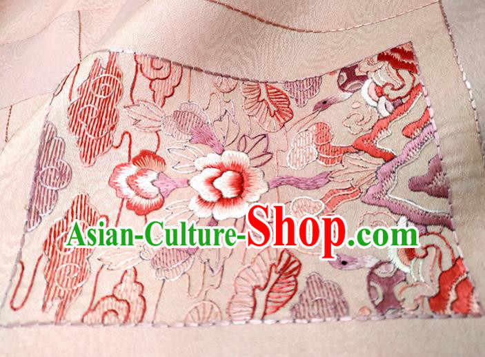 Chinese Traditional Embroidered Pattern Design Pink Silk Fabric Asian China Hanfu Silk Material Chinese Traditional Embroidered Pattern Design Pink Silk Fabric Asian China Hanfu Silk Material