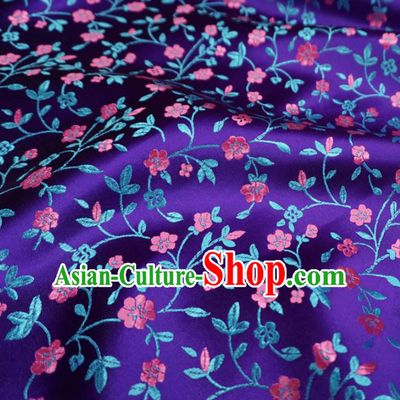 Chinese Traditional Twine Plum Pattern Design Purple Brocade Fabric Asian Satin China Hanfu Silk Material