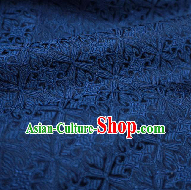 Chinese Traditional Pattern Design Navy Brocade Fabric Asian Satin China Hanfu Silk Material Chinese Traditional Pattern Design Navy Brocade Fabric Asian Satin China Hanfu Silk Material