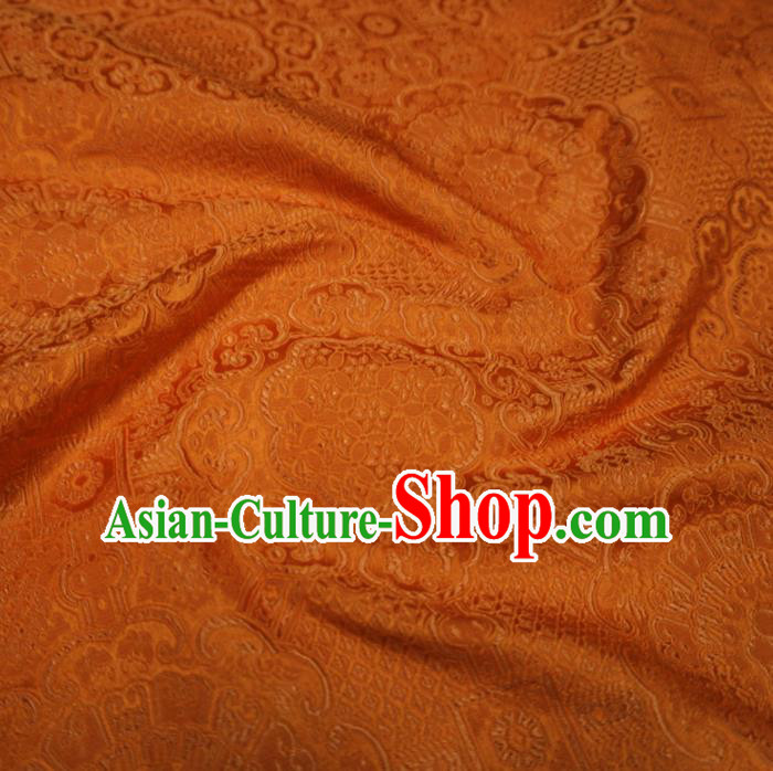 Chinese Traditional Rosette Pattern Design Orange Brocade Fabric Asian Satin China Hanfu Silk Material Chinese Traditional Rosette Pattern Design Orange Brocade Fabric Asian Satin China Hanfu Silk Material