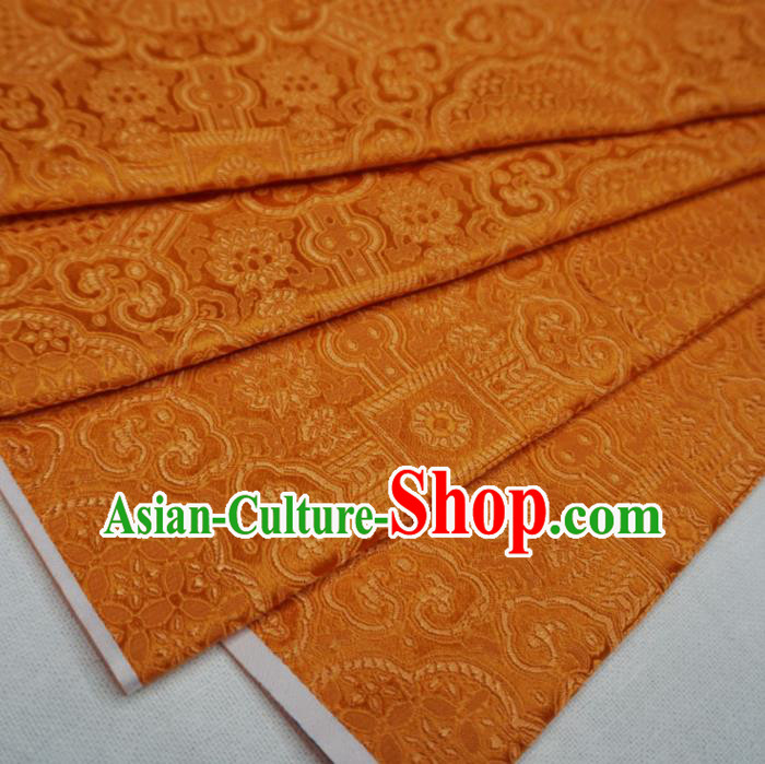 Chinese Traditional Rosette Pattern Design Orange Brocade Fabric Asian Satin China Hanfu Silk Material Chinese Traditional Rosette Pattern Design Orange Brocade Fabric Asian Satin China Hanfu Silk Material