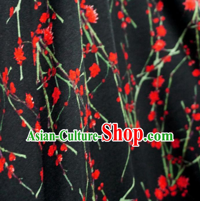Chinese Traditional Plum Pattern Design Black Brocade Fabric Asian Satin China Hanfu Silk Material Chinese Traditional Plum Pattern Design Black Brocade Fabric Asian Satin China Hanfu Silk Material