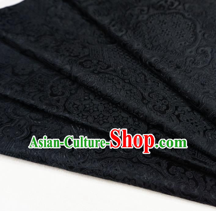 Chinese Traditional Rosette Pattern Design Black Brocade Fabric Asian Satin China Hanfu Silk Material Chinese Traditional Rosette Pattern Design Black Brocade Fabric Asian Satin China Hanfu Silk Material