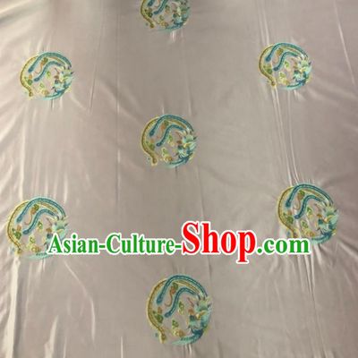 Chinese Traditional Embroidered Round Phoenix Pattern Design Pink Silk Fabric Asian China Hanfu Silk Material