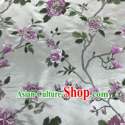 Chinese Traditional Embroidered Peony Pattern Design Apricot Silk Fabric Asian China Hanfu Silk Material