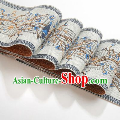 Chinese Traditional Hanfu Grey Embroidered Birds Pattern Band Fabric Asian China Costume Collar Accessories