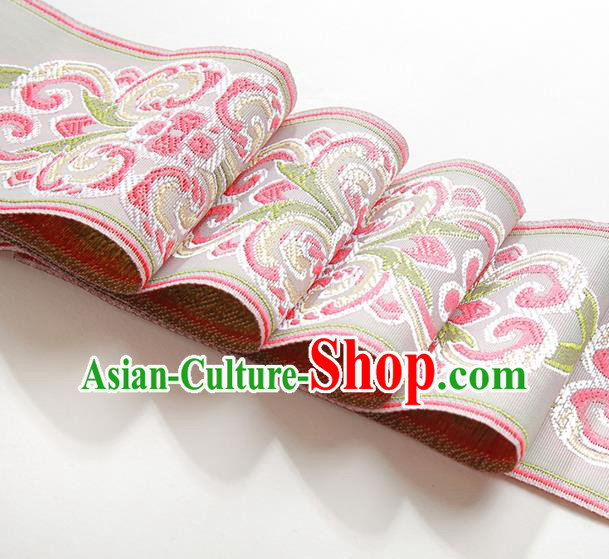 Chinese Traditional Hanfu Pink Embroidered Pattern Band Fabric Asian China Costume Collar Accessories Chinese Traditional Hanfu Pink Embroidered Pattern Band Fabric Asian China Costume Collar Accessories