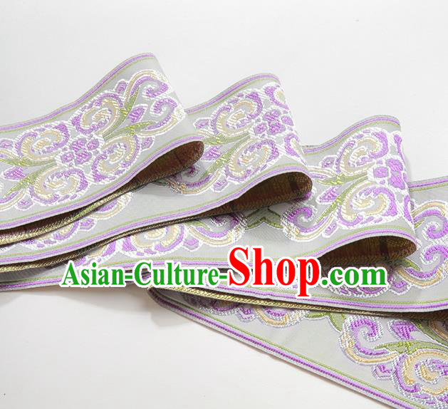 Chinese Traditional Hanfu Lilac Embroidered Pattern Band Fabric Asian China Costume Collar Accessories