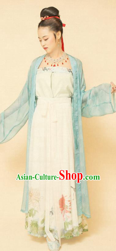 Chinese Ancient Song Dynasty Women Green Beizi Replica Costumes Complete Set Chinese Ancient Song Dynasty Women Green Beizi Replica Costumes Complete Set