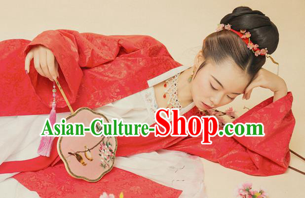 Chinese Ancient Song Dynasty Women Red Beizi Replica Costumes Complete Set Chinese Ancient Song Dynasty Women Red Beizi Replica Costumes Complete Set
