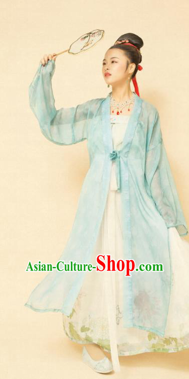 Chinese Ancient Song Dynasty Women Green Beizi Replica Costumes Complete Set Chinese Ancient Song Dynasty Women Green Beizi Replica Costumes Complete Set