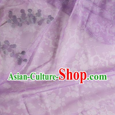 Chinese Traditional Peony Pattern Design Lilac Chiffon Fabric Asian Satin China Hanfu Material