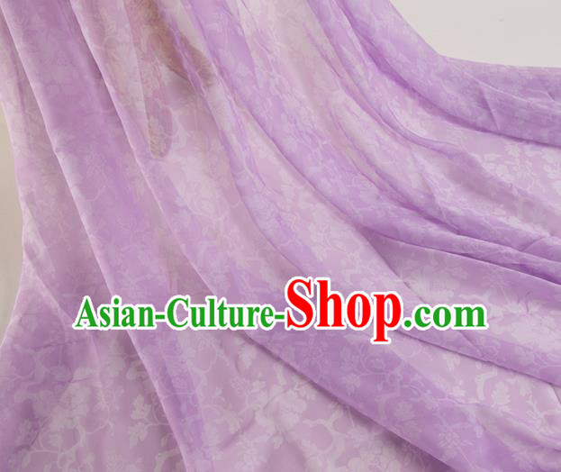 Chinese Traditional Peony Pattern Design Lilac Chiffon Fabric Asian Satin China Hanfu Material Chinese Traditional Peony Pattern Design Lilac Chiffon Fabric Asian Satin China Hanfu Material