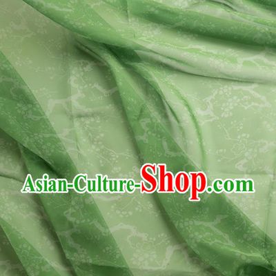 Chinese Traditional Plum Pattern Design Green Chiffon Fabric Asian Satin China Hanfu Material