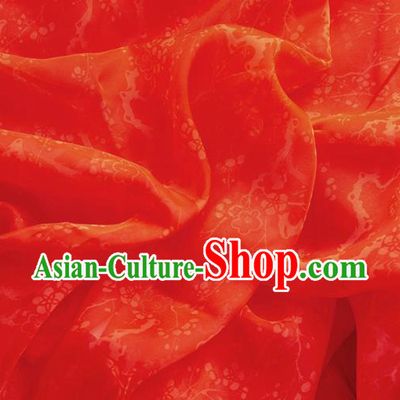 Chinese Traditional Plum Pattern Design Red Chiffon Fabric Asian Satin China Hanfu Material