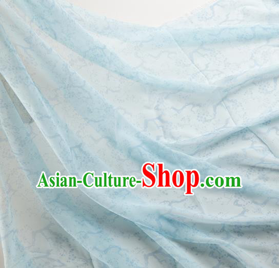 Chinese Traditional Plum Pattern Design Blue Chiffon Fabric Asian Satin China Hanfu Material Chinese Traditional Plum Pattern Design Blue Chiffon Fabric Asian Satin China Hanfu Material