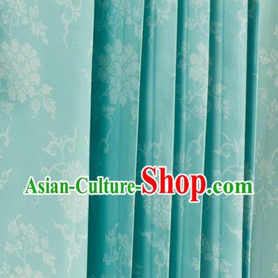 Chinese Traditional Lotus Pattern Design Light Green Brocade Fabric Asian Satin China Hanfu Satin Material