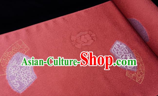 Chinese Traditional Daisy Pattern Design Red Silk Fabric Asian China Hanfu Silk Material Chinese Traditional Daisy Pattern Design Red Silk Fabric Asian China Hanfu Silk Material