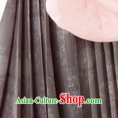 Chinese Traditional Lotus Pattern Design Grey Brocade Fabric Asian Satin China Hanfu Satin Material