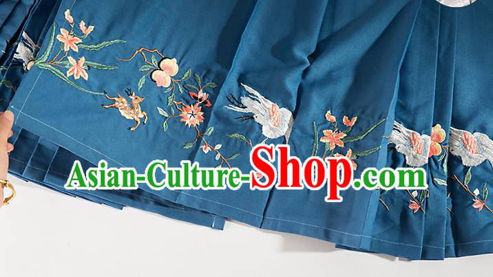 Chinese Traditional Embroidered Deer Pattern Design Blue Flax Fabric Asian China Hanfu Material Chinese Traditional Embroidered Deer Pattern Design Blue Flax Fabric Asian China Hanfu Material