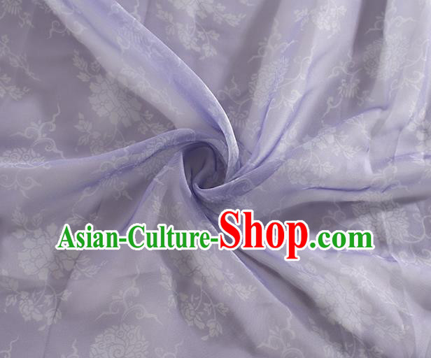 Chinese Traditional Peony Lotus Pattern Design Lilac Chiffon Fabric Asian Satin China Hanfu Material Chinese Traditional Peony Lotus Pattern Design Lilac Chiffon Fabric Asian Satin China Hanfu Material