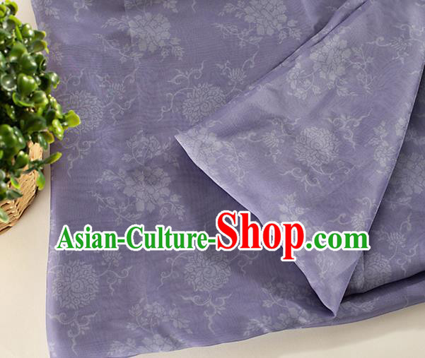 Chinese Traditional Peony Lotus Pattern Design Lilac Chiffon Fabric Asian Satin China Hanfu Material Chinese Traditional Peony Lotus Pattern Design Lilac Chiffon Fabric Asian Satin China Hanfu Material