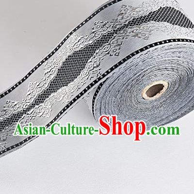 Chinese Traditional Hanfu Embroidered Pattern Grey Waistband Lace Fabric Asian China Costume Collar Accessories
