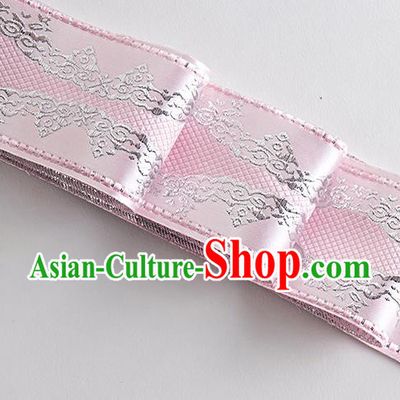 Chinese Traditional Hanfu Embroidered Pattern Pink Waistband Lace Fabric Asian China Costume Collar Accessories