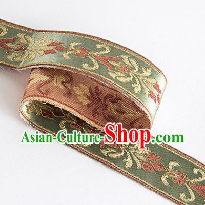Chinese Traditional Hanfu Embroidered Pattern Green Waistband Lace Fabric Asian China Costume Collar Accessories