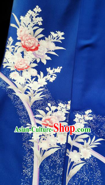 Chinese Traditional Classical Daisy Pattern Design Royalblue Silk Fabric Asian China Cheongsam Silk Material Chinese Traditional Classical Daisy Pattern Design Royalblue Silk Fabric Asian China Cheongsam Silk Material