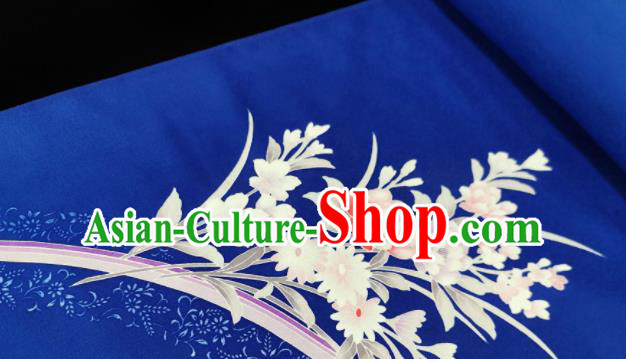 Chinese Traditional Classical Daisy Pattern Design Royalblue Silk Fabric Asian China Cheongsam Silk Material Chinese Traditional Classical Daisy Pattern Design Royalblue Silk Fabric Asian China Cheongsam Silk Material
