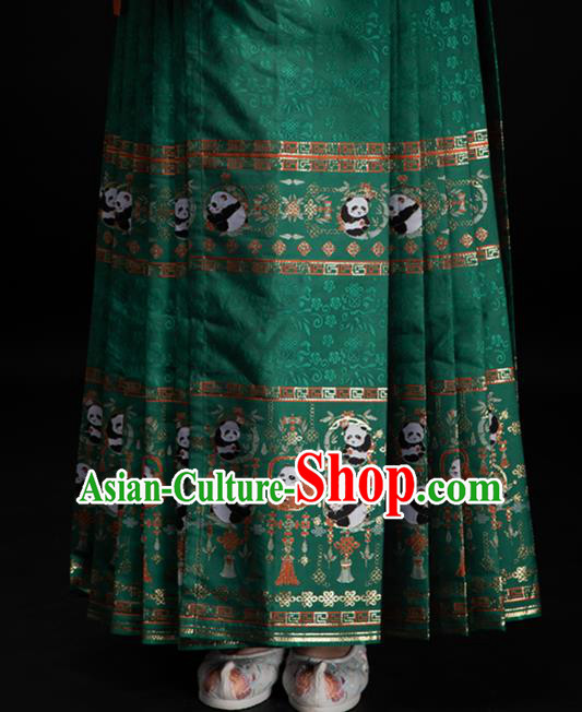 Chinese Traditional Panda Pattern Design Green Brocade Fabric Asian China Satin Hanfu Material Chinese Traditional Panda Pattern Design Green Brocade Fabric Asian China Satin Hanfu Material