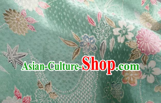 Chinese Traditional Classical Daisy Pattern Design Green Silk Fabric Asian China Cheongsam Silk Material