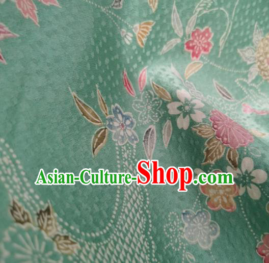 Chinese Traditional Classical Daisy Pattern Design Green Silk Fabric Asian China Cheongsam Silk Material
