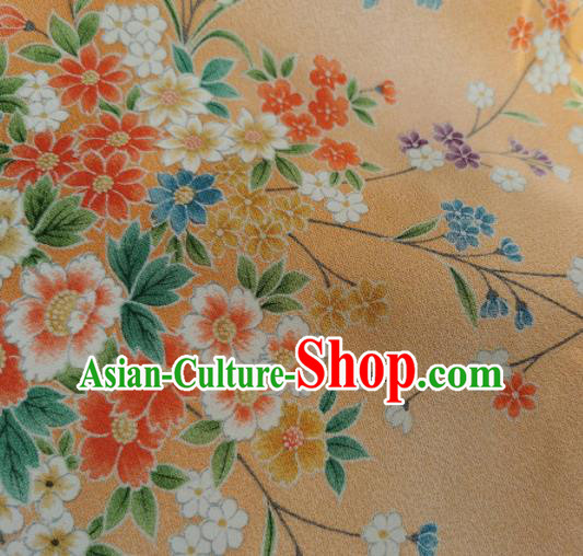 Chinese Traditional Classical Primrose Pattern Design Orange Silk Fabric Asian China Cheongsam Silk Material Chinese Traditional Classical Primrose Pattern Design Orange Silk Fabric Asian China Cheongsam Silk Material