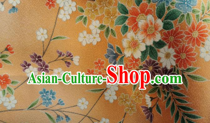 Chinese Traditional Classical Primrose Pattern Design Orange Silk Fabric Asian China Cheongsam Silk Material Chinese Traditional Classical Primrose Pattern Design Orange Silk Fabric Asian China Cheongsam Silk Material