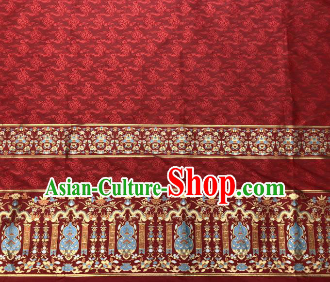 Chinese Traditional Calabash Dragon Pattern Design Red Brocade Fabric Asian China Satin Hanfu Material Chinese Traditional Calabash Dragon Pattern Design Red Brocade Fabric Asian China Satin Hanfu Material
