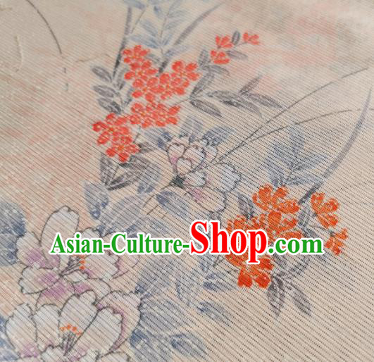 Chinese Traditional Orchid Pattern Design Beige Silk Fabric Asian Brocade China Hanfu Satin Material Chinese Traditional Orchid Pattern Design Beige Silk Fabric Asian Brocade China Hanfu Satin Material