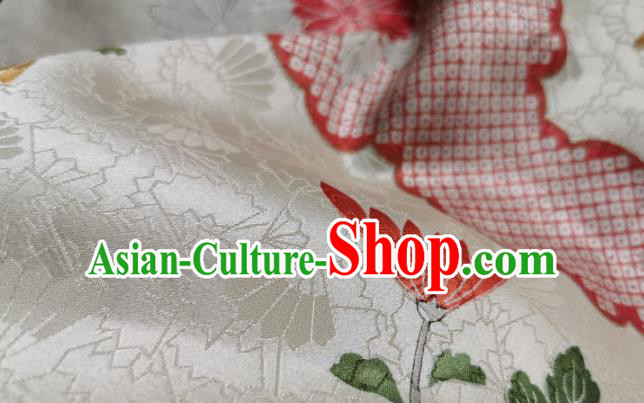 Chinese Traditional Daisy Pattern Design White Silk Fabric Asian Brocade China Hanfu Satin Material Chinese Traditional Daisy Pattern Design White Silk Fabric Asian Brocade China Hanfu Satin Material