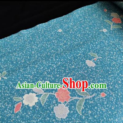 Chinese Traditional Classical Pattern Design Blue Silk Fabric Asian China Cheongsam Silk Material