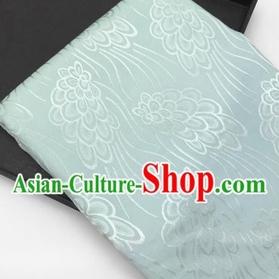 Chinese Traditional Peacock Tail Pattern Design Light Green Brocade Fabric Asian China Satin Hanfu Material