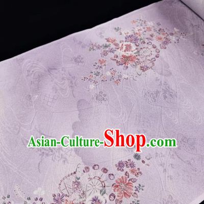 Chinese Traditional Cherry Blossom Pattern Design Purple Brocade Fabric Asian Satin China Hanfu Silk Material
