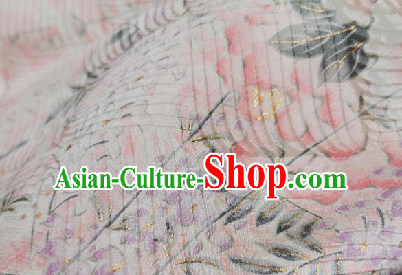 Chinese Traditional Classical Peony Pattern Design White Silk Fabric Asian China Cheongsam Silk Material Chinese Traditional Classical Peony Pattern Design White Silk Fabric Asian China Cheongsam Silk Material