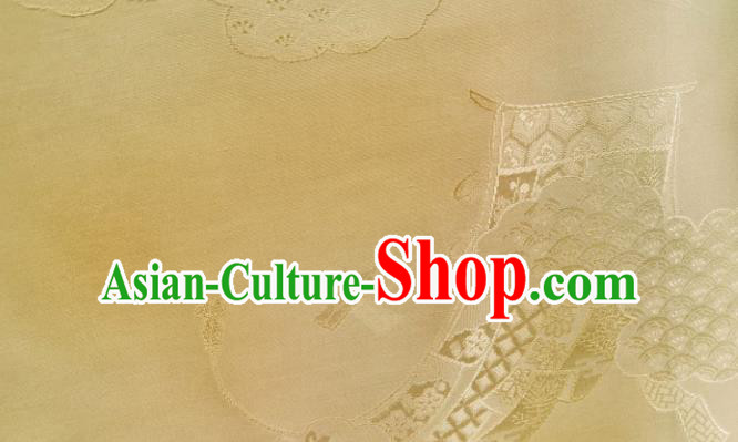 Chinese Traditional Classical Pattern Design Yellow Silk Fabric Asian China Cheongsam Silk Material Chinese Traditional Classical Pattern Design Yellow Silk Fabric Asian China Cheongsam Silk Material