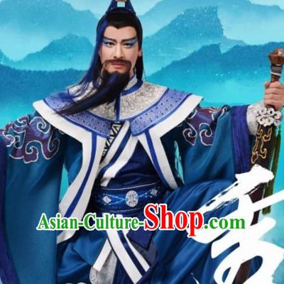 Chinese Stage Performance Qing Show Eight Immortals Lv Dongbin Costumes and Headpiece Complete Set