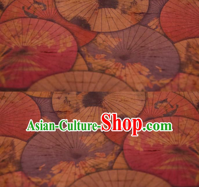 Chinese Traditional Umbrella Pattern Design Brown Silk Fabric Asian China Hanfu Mulberry Silk Material Chinese Traditional Umbrella Pattern Design Brown Silk Fabric Asian China Hanfu Mulberry Silk Material
